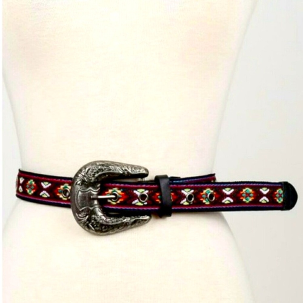 Embroidered Vegan Leather Belt NWT